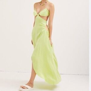 FOR LOVE AND LEMONS - 🍋 TONI MAXI DRESS Lime Green Cutout Dress NWOT